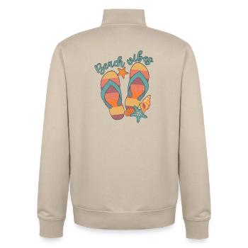 Ambiance de plage - Sweat zippé unisexe en coton bio Stanley/Stella - beige crème - Dos - AI Model Male 185 dark (185cm)