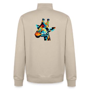 Girafe Pop Art - Sweat zippé unisexe en coton bio Stanley/Stella - beige crème - Dos - AI Model Male 185 dark (185cm)