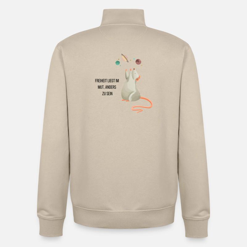 Souris de l’espace - Sweat zippé unisexe en coton bio Stanley/Stella - beige crème