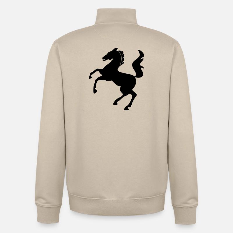 Symbole de cheval sautant dynamiquement - Sweat zippé unisexe en coton bio Stanley/Stella - beige crème