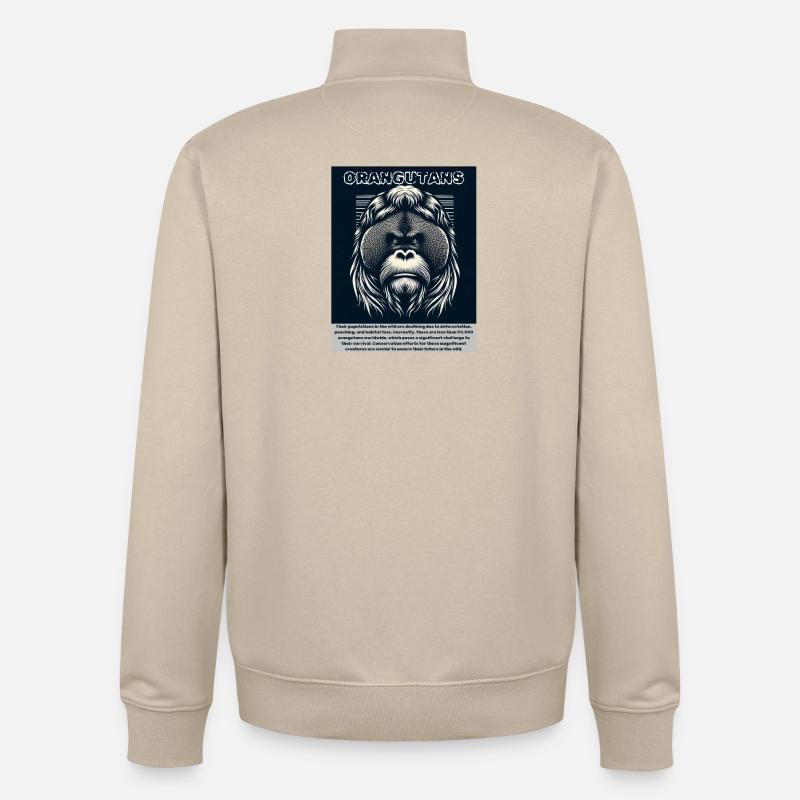 Orangs-outans - Sweat zippé unisexe en coton bio Stanley/Stella - beige crème