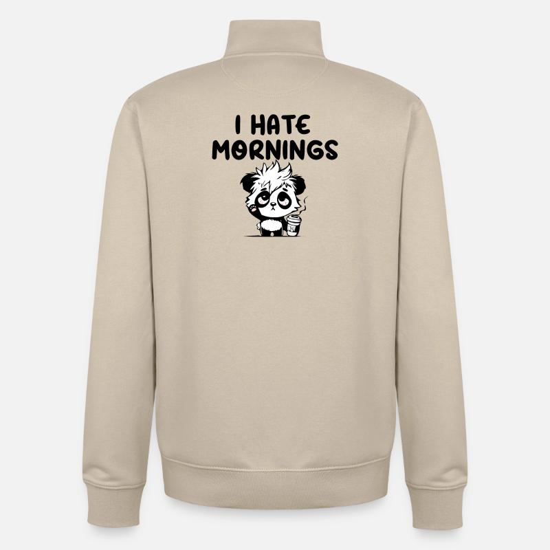 I hate mornings panda - Sweat zippé unisexe en coton bio Stanley/Stella - beige crème