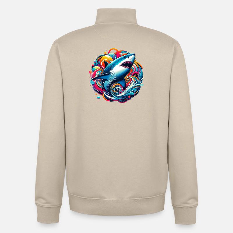 Requin - Sweat zippé unisexe en coton bio Stanley/Stella - beige crème