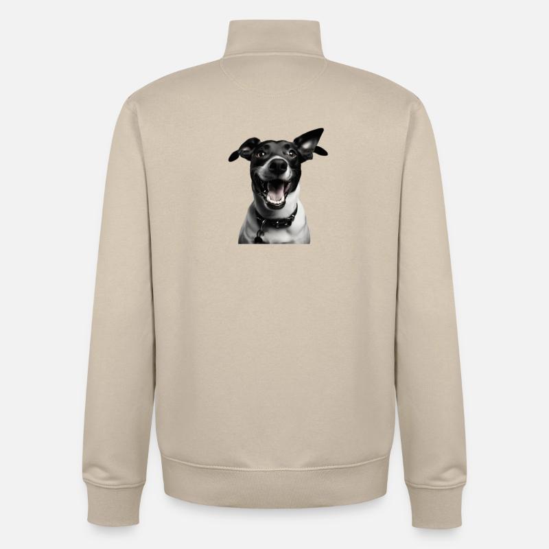 Chien Noir & Blanc - Sweat zippé unisexe en coton bio Stanley/Stella - beige crème