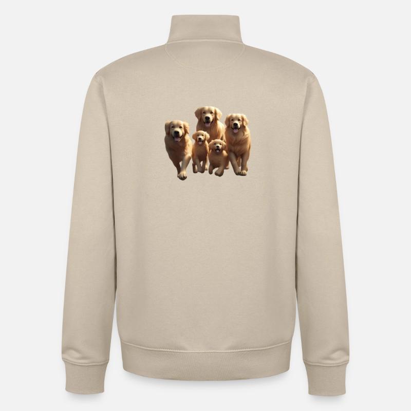 Golden Retriever Pack Parade - Sweat zippé unisexe en coton bio Stanley/Stella - beige crème
