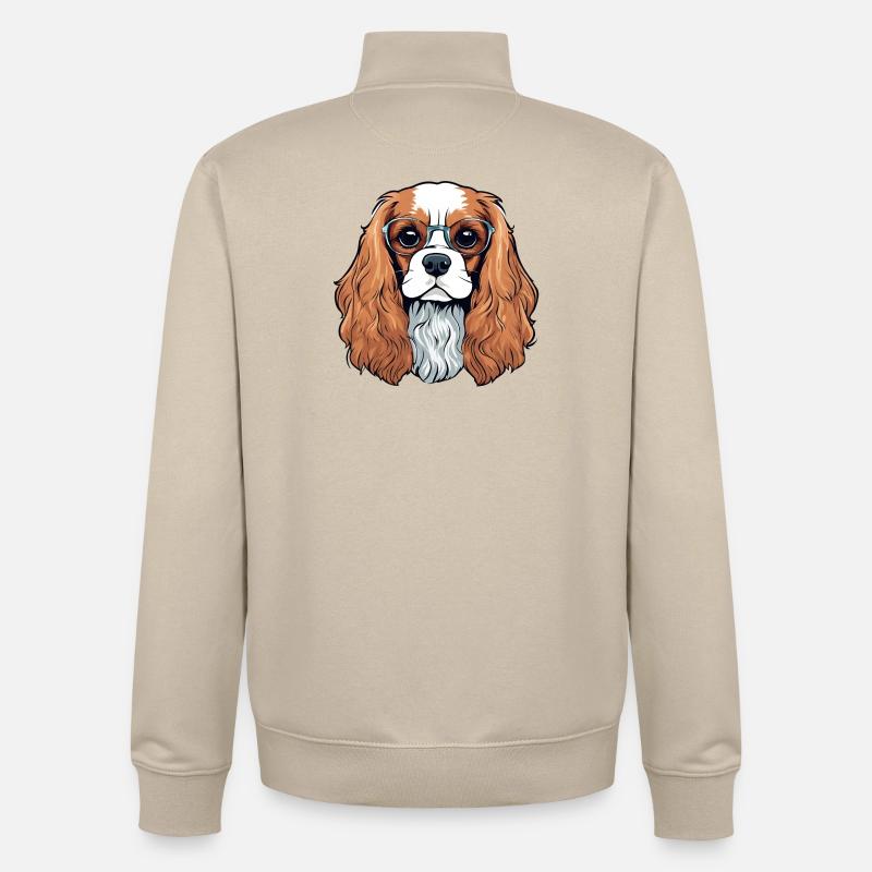 cavalier King Charles, chien, chien mignon - Sweat zippé unisexe en coton bio Stanley/Stella - beige crème