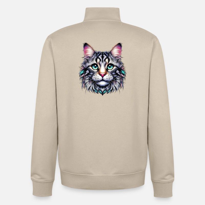 Chat - Sweat zippé unisexe en coton bio Stanley/Stella - beige crème