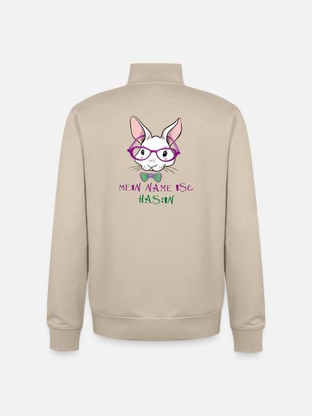 Bunny with Easter sunglasses - Unisex Organic Zip Sweatshirt by Stanley/Stella - desert dust
