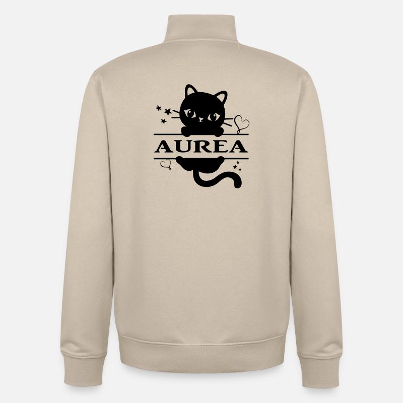 Aurea T-Shirt Katze Katze Geschenkidee - Unisex Organic Zip Sweatshirt von Stanley/Stella - Cremebeige