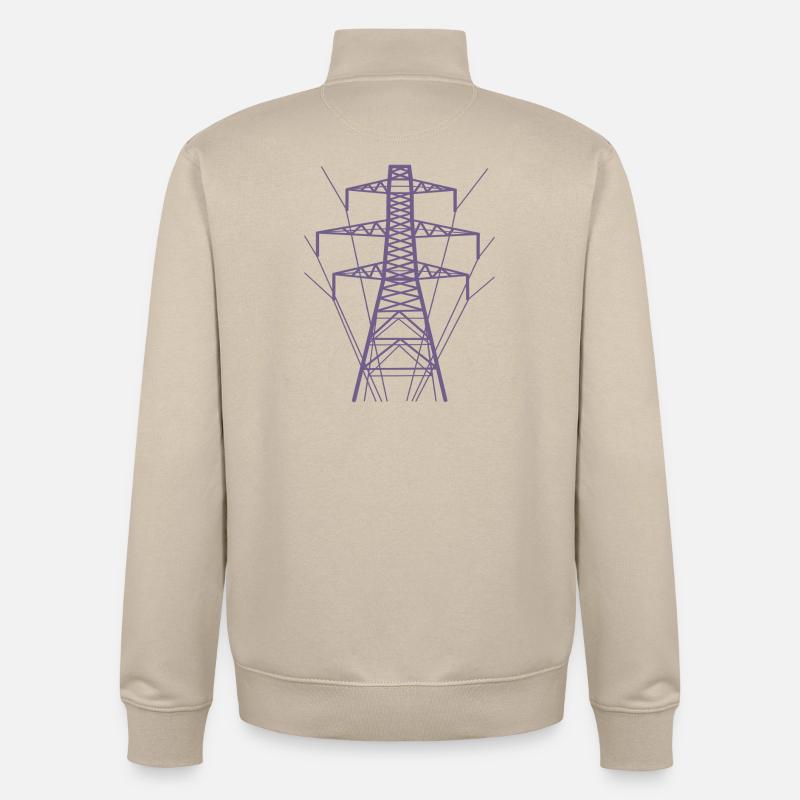 Silhouette de poteau d’alimentation blanc - Sweat zippé unisexe en coton bio Stanley/Stella - beige crème