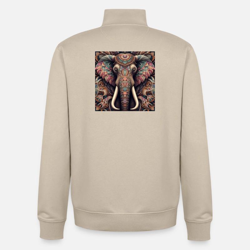 Éléphant décoré - Sweat zippé unisexe en coton bio Stanley/Stella - beige crème