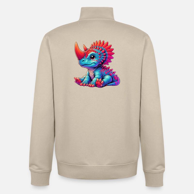 Dinosaure - Sweat zippé unisexe en coton bio Stanley/Stella - beige crème