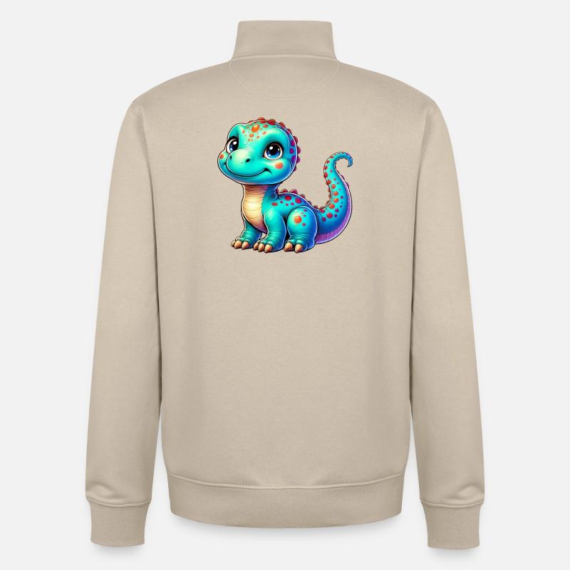 Dinosaure - Sweat zippé unisexe en coton bio Stanley/Stella - beige crème