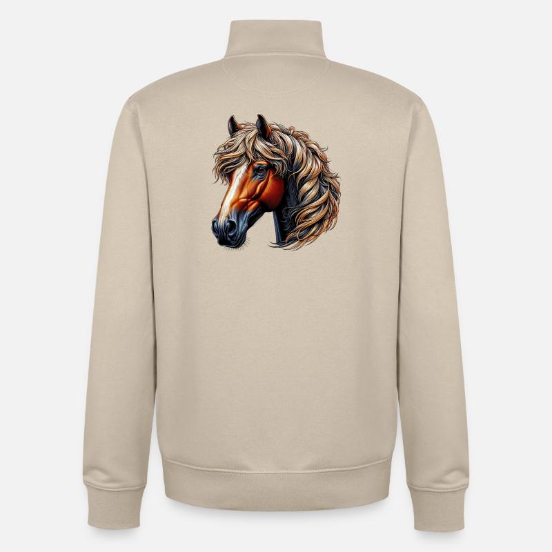 Cheval - Sweat zippé unisexe en coton bio Stanley/Stella - beige crème