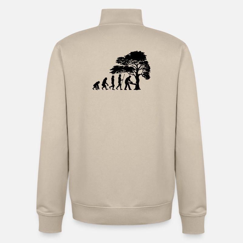 Holzfäller Baum Evolution Säge Sägespäne - Unisex Organic Zip Sweatshirt von Stanley/Stella - Cremebeige