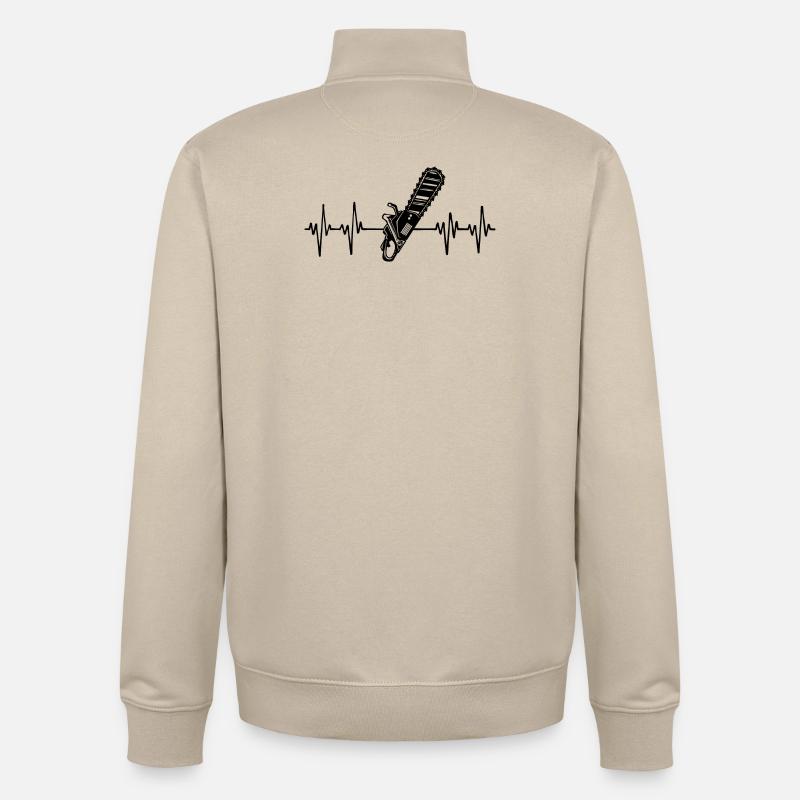 Scie bûcheron tronçonneuse menuiserie menuiserie - Sweat zippé unisexe en coton bio Stanley/Stella - beige crème