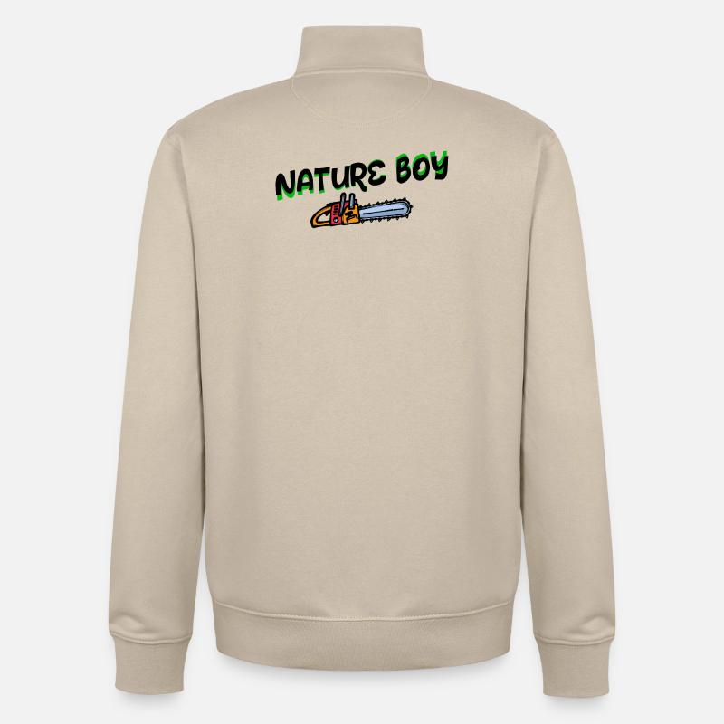 Scie déclaration bûcheron menuiserie forestier - Sweat zippé unisexe en coton bio Stanley/Stella - beige crème