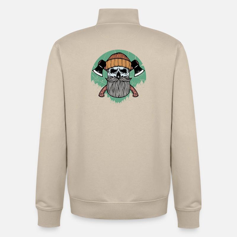 Bûcheron hache boiserie bois solide mètre - Sweat zippé unisexe en coton bio Stanley/Stella - beige crème