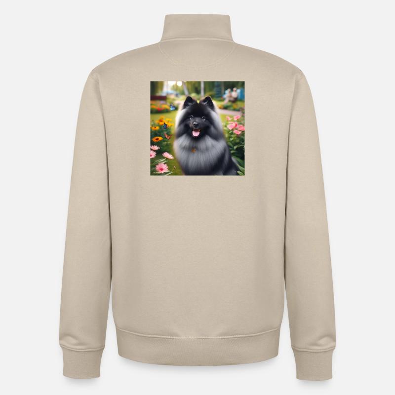Wolspitz Keeshond - Unisex Organic Zip Sweatshirt von Stanley/Stella - Cremebeige