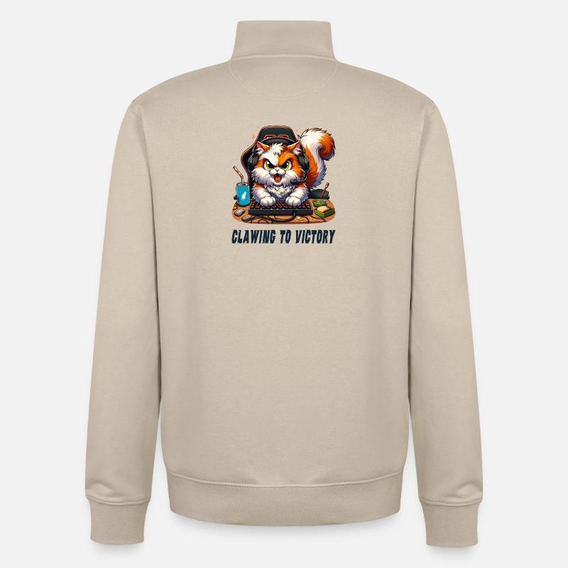 Design de jeu pour chats - Sweat zippé unisexe en coton bio Stanley/Stella - beige crème