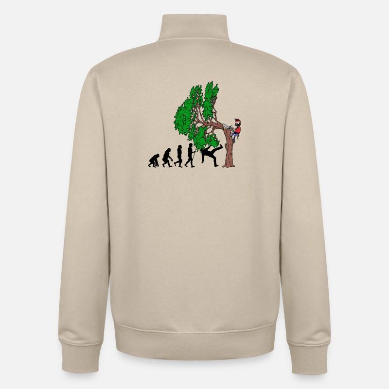 Baum Evolution Holz Holzfäller Baumfäller Wald - Unisex Organic Zip Sweatshirt von Stanley/Stella - Cremebeige