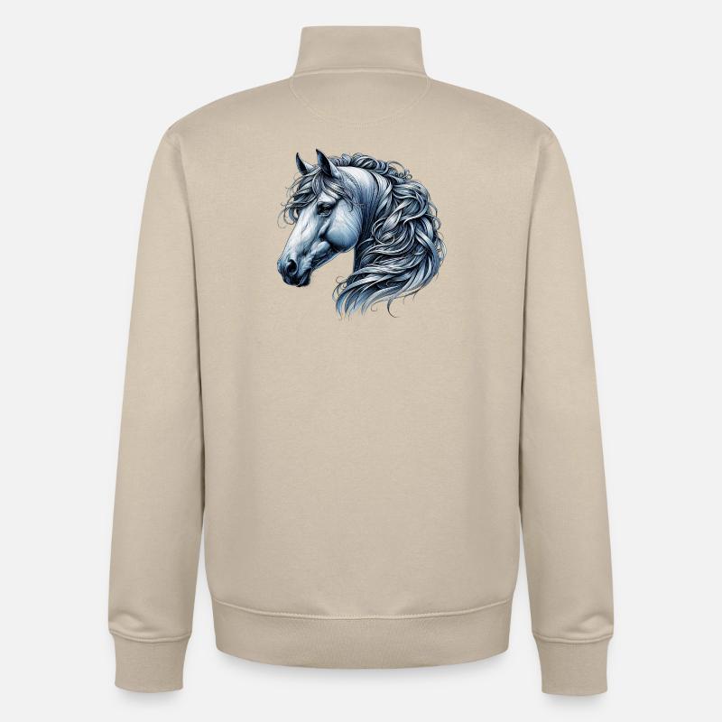 Cheval - Sweat zippé unisexe en coton bio Stanley/Stella - beige crème