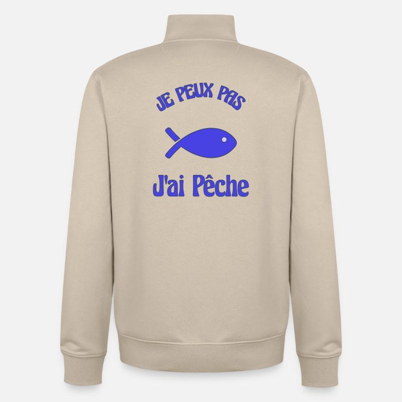 JE PEUX PAS. PÊCHE. POISSON. POISSON D'AVRIL - Sweat zippé unisexe en coton bio Stanley/Stella - beige crème