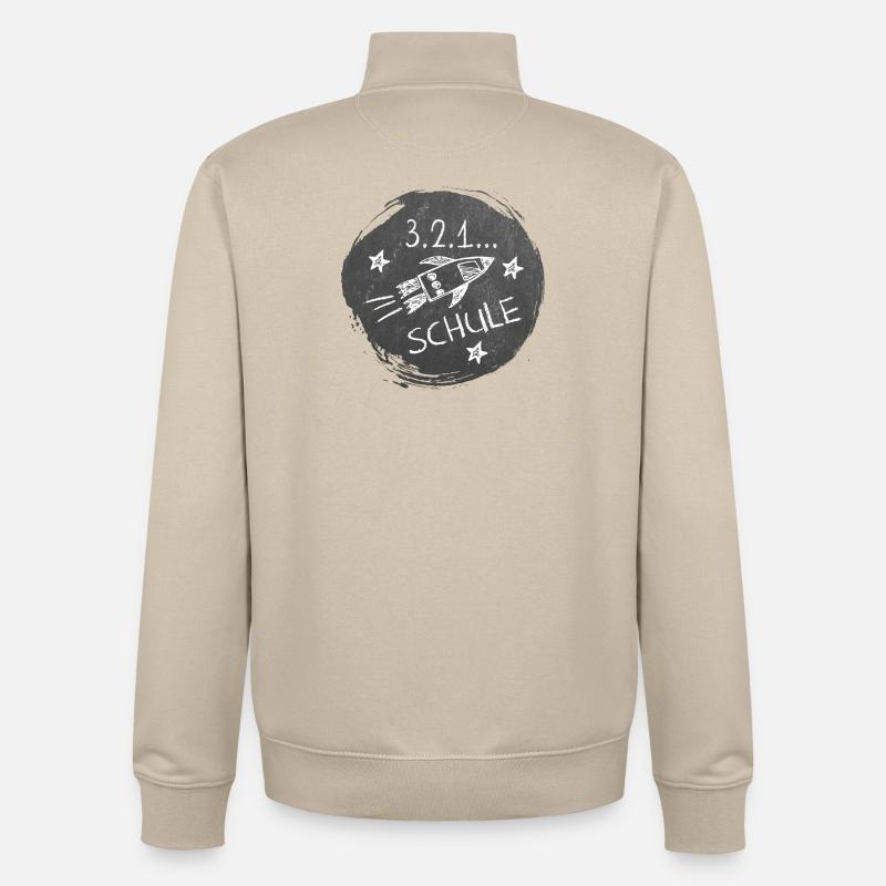 Schulstart - 3-2-1-Schule | Rakete Tafeloptik - Unisex Organic Zip Sweatshirt von Stanley/Stella - Cremebeige