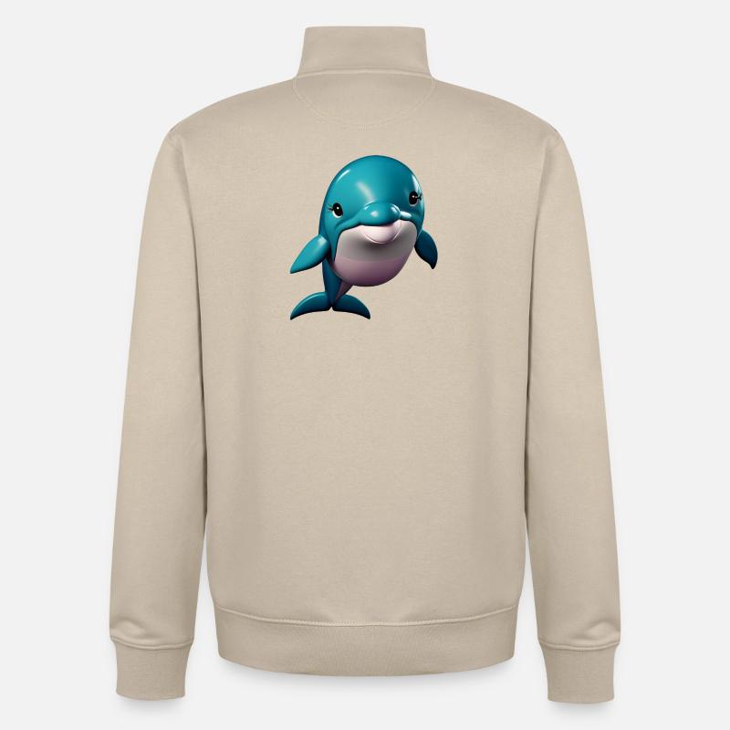 Delphin Mädchen - Unisex Organic Zip Sweatshirt von Stanley/Stella - Cremebeige