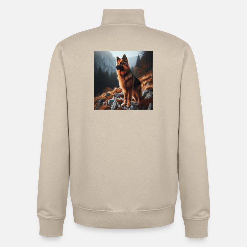 Deutscher Schäferhund Kunst - Unisex Organic Zip Sweatshirt von Stanley/Stella - Cremebeige