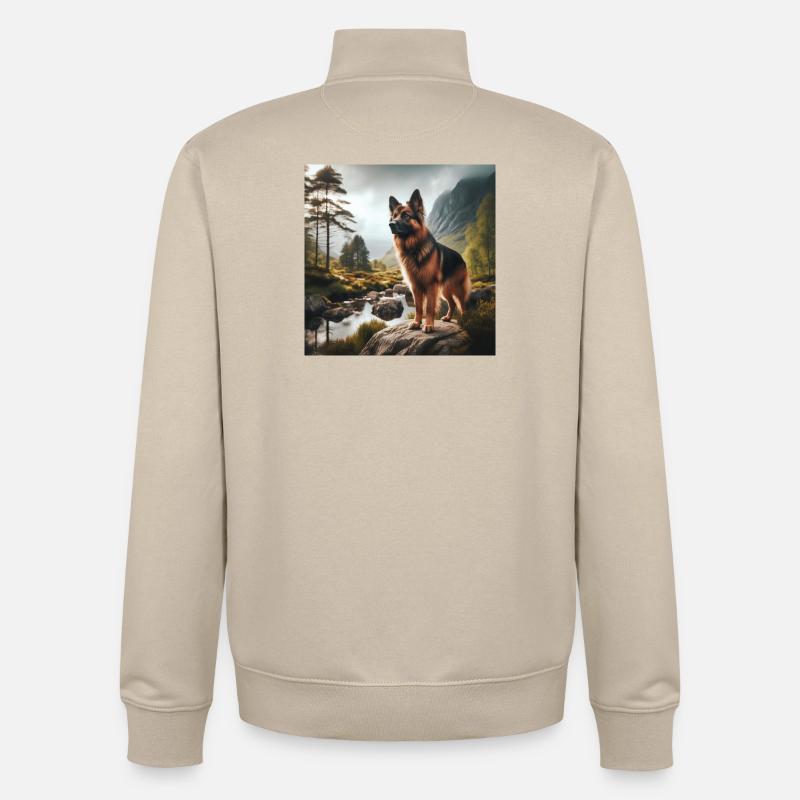 Deutscher Schäferhund Kunst - Unisex Organic Zip Sweatshirt von Stanley/Stella - Cremebeige