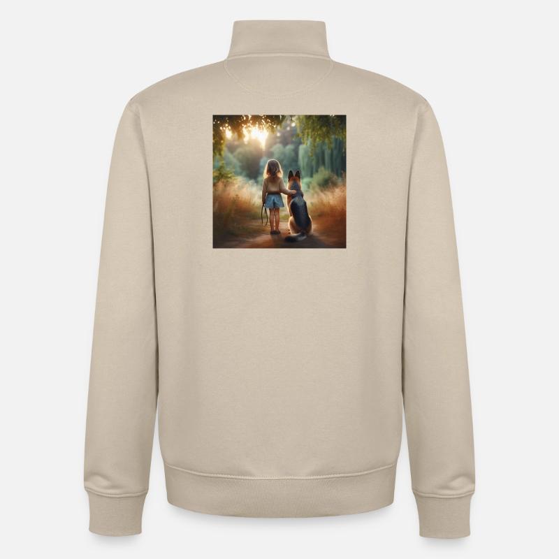 Deutscher Schäferhund Kunst - Unisex Organic Zip Sweatshirt von Stanley/Stella - Cremebeige
