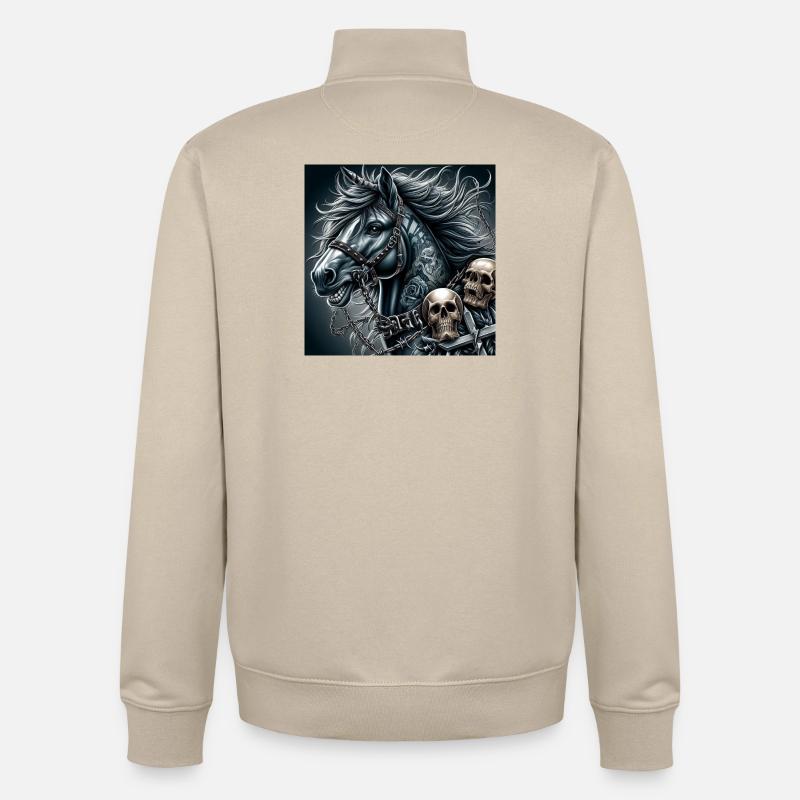 Schweres Pferd - Unisex Organic Zip Sweatshirt von Stanley/Stella - Cremebeige