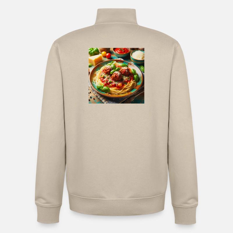Spaghetti mit Fleisch - Unisex Organic Zip Sweatshirt von Stanley/Stella - Cremebeige