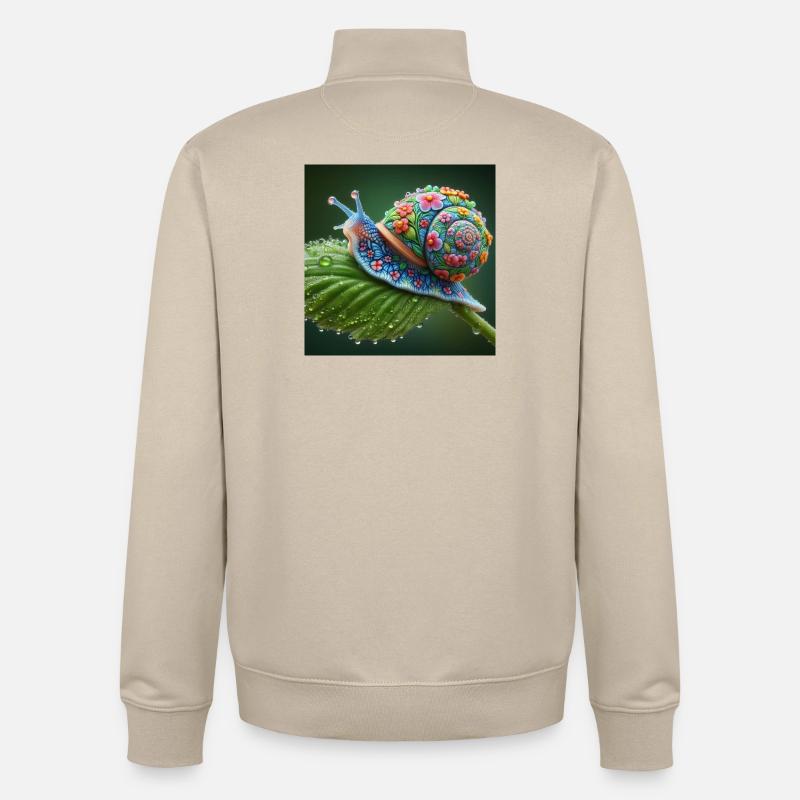 Escargot en fleurs - Sweat zippé unisexe en coton bio Stanley/Stella - beige crème