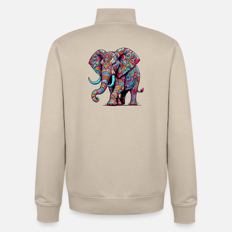 Éléphant - Sweat zippé unisexe en coton bio Stanley/Stella - beige crème