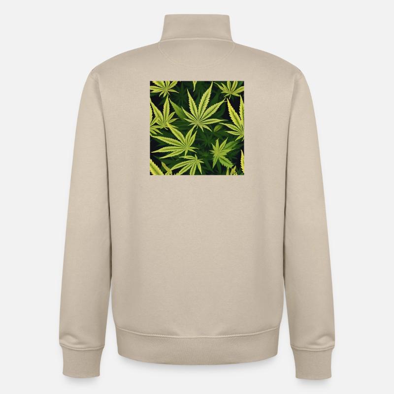 Cannabis 3 - Sweat zippé unisexe en coton bio Stanley/Stella - beige crème