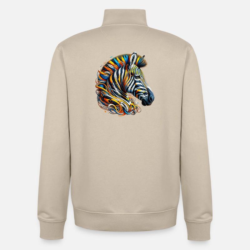 Zèbre - Sweat zippé unisexe en coton bio Stanley/Stella - beige crème