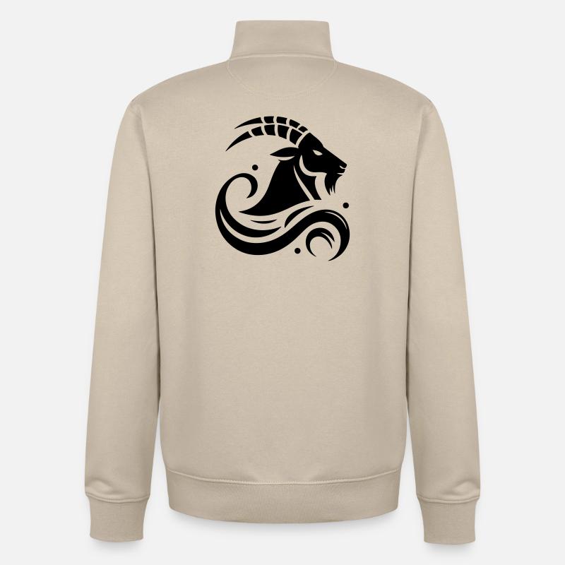 Capricorne - Sweat zippé unisexe en coton bio Stanley/Stella - beige crème