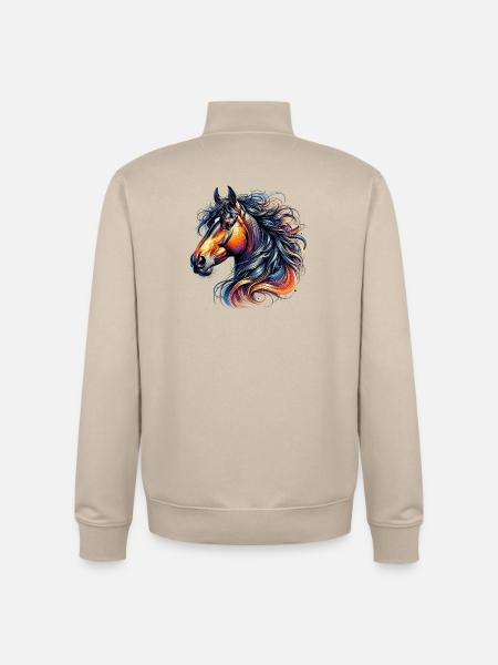Cheval - Sweat zippé unisexe en coton bio Stanley/Stella - beige crème
