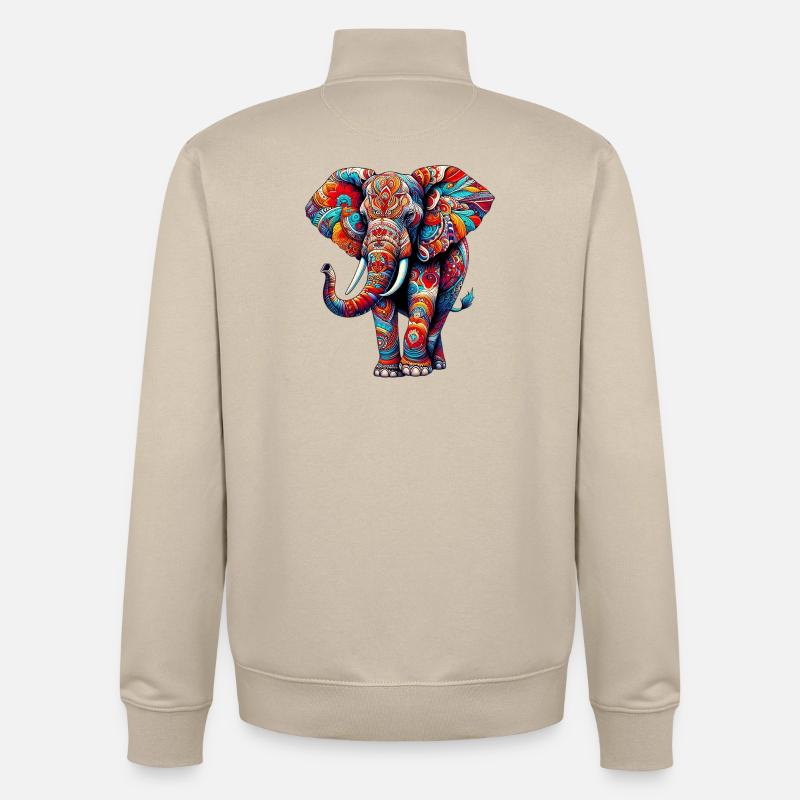 Éléphant - Sweat zippé unisexe en coton bio Stanley/Stella - beige crème