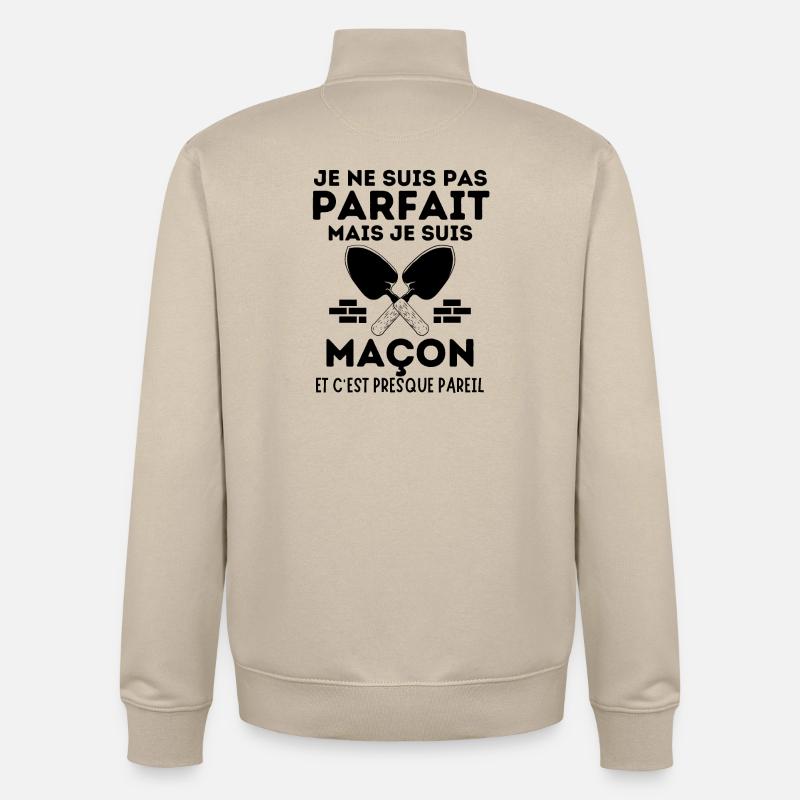 Maçon maçonnerie - Sweat zippé unisexe en coton bio Stanley/Stella - beige crème