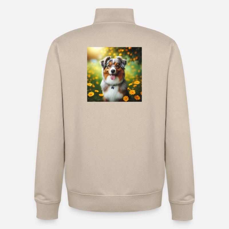 Australischer Schäferhund - Unisex Organic Zip Sweatshirt von Stanley/Stella - Cremebeige