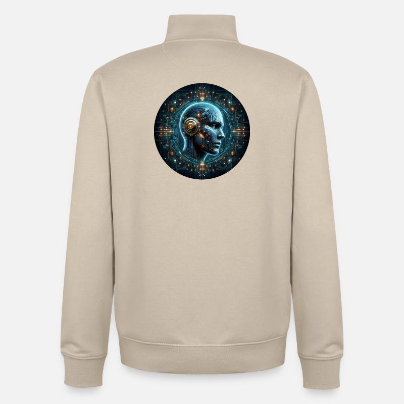 Intelligence Artificielle Cyber Head Tech - Sweat zippé unisexe en coton bio Stanley/Stella - beige crème