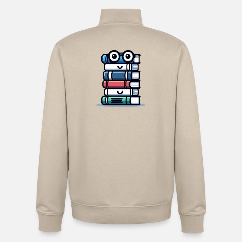 Book Buddy : La pile littéraire - Sweat zippé unisexe en coton bio Stanley/Stella - beige crème