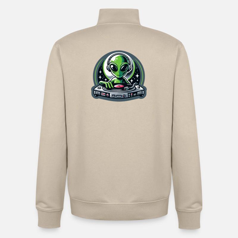 Galactic Grooves : le DJ extraterrestre - Sweat zippé unisexe en coton bio Stanley/Stella - beige crème