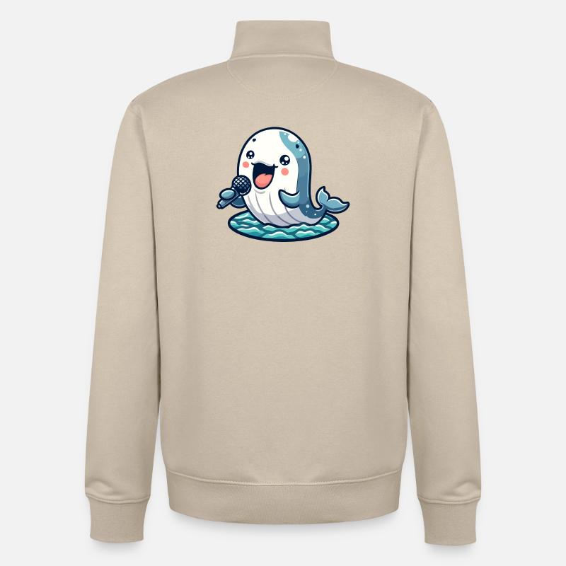 Melody Whale : le crooner aquatique - Sweat zippé unisexe en coton bio Stanley/Stella - beige crème