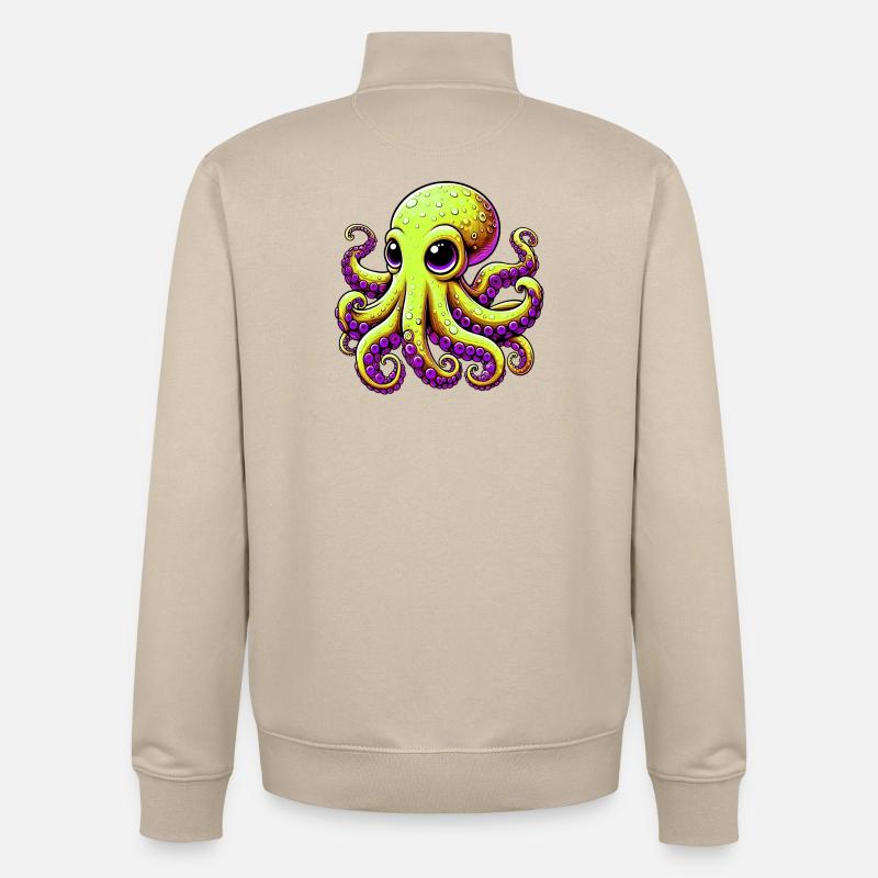 Pieuvre - Sweat zippé unisexe en coton bio Stanley/Stella - beige crème