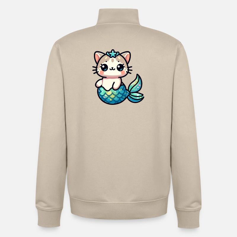 Purrmaid Sparkle: Das Meereskätzchen - Unisex Organic Zip Sweatshirt von Stanley/Stella - Cremebeige