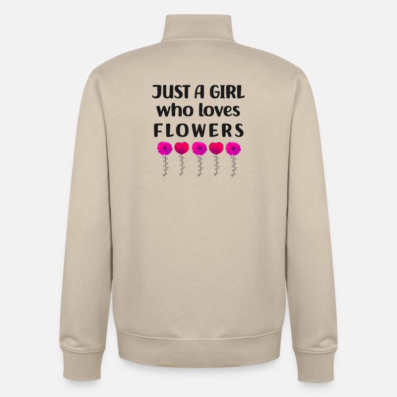 Nur ein Mädchen, das Blumen liebt - Unisex Organic Zip Sweatshirt von Stanley/Stella - Cremebeige